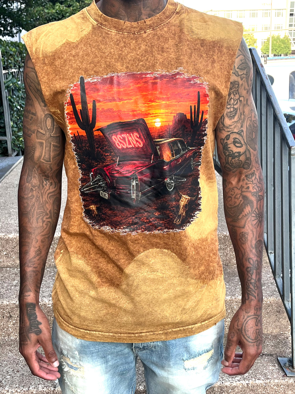 8szns Camel Wash Cut-Off