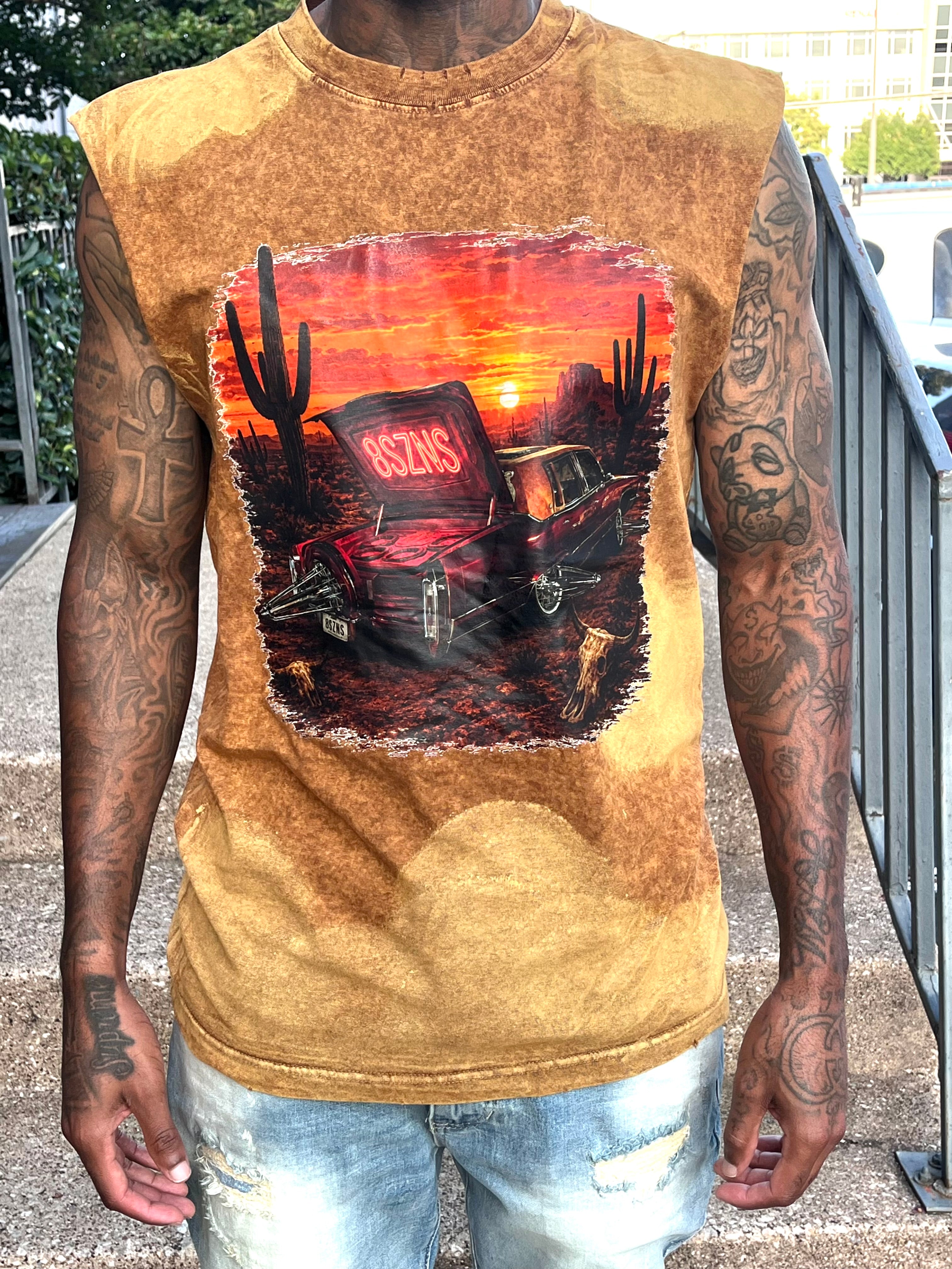 8szns Camel Wash Cut-Off